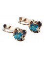 Original Aquamarine 14K Rose Gold Earrings from Soviet Era - Vintage  vec018 vec018