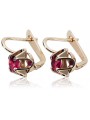 Boucles d'oreilles Rubis en Or rose 14 carats 585, vintage d'origine russe soviétique vec018 style vec018