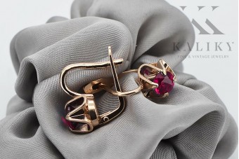 Оригинални руски съветски обеци от 14k розово злато с рубини vec018 style vec018