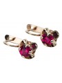 Boucles d'oreilles Rubis en Or rose 14 carats 585, vintage d'origine russe soviétique vec018 style vec018