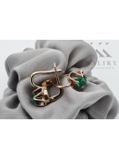 "Authentic Emerald 14K Rose Gold Vintage Earrings, Russian Soviet vec018" style vec018