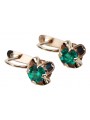 "Authentic Emerald 14K Rose Gold Vintage Earrings, Russian Soviet vec018" style vec018