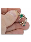 "Authentic Emerald 14K Rose Gold Vintage Earrings, Russian Soviet vec018" style vec018