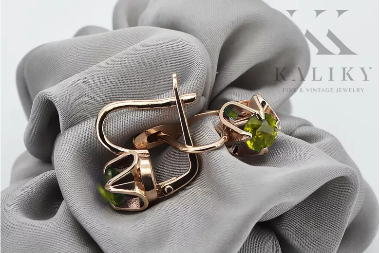 Vintage 14K Rose Gold Peridot Earrings vec018