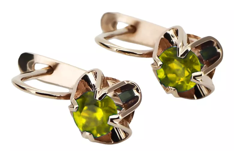 Cercei originali vintage din aur roz de 14k, Peridot galben vec018