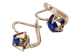 "Authentic Soviet Russian Sapphire Earrings in 14K Rose Pink Gold vec018" style vec018