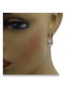 Aretes de Zircón con Oro Rosa Antiguo Original de 14k vec018 Ruso Soviético. style vec018