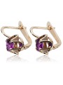 Sterling silver rose gold plated Amethyst earrings.vec018rp Vintage design. vec018rp