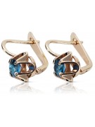 Vintage Sterling Silver Rose Gold Plated Aquamarine Earrings vec018rp