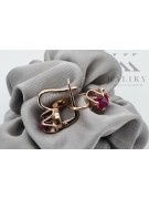 Sterling Silver Rose Gold Plated Ruby Earrings - Vintage Style vec018rp