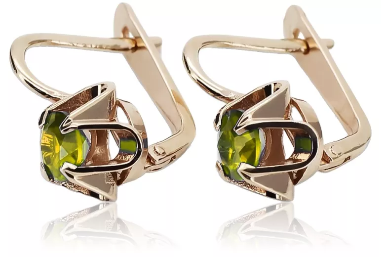 Pendientes de Plata Chapada en Oro Rosa con Peridoto Amarillo vec018rp