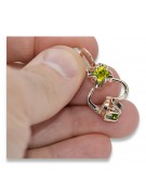 Pendientes de Plata Chapada en Oro Rosa con Peridoto Amarillo vec018rp