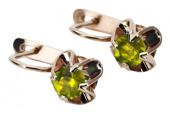 Cercei din argint sterling, placati cu aur roz, Peridot galben vec018rp