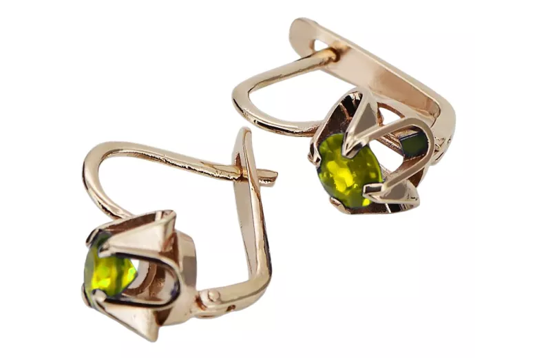 Pendientes de Plata Chapada en Oro Rosa con Peridoto Amarillo vec018rp