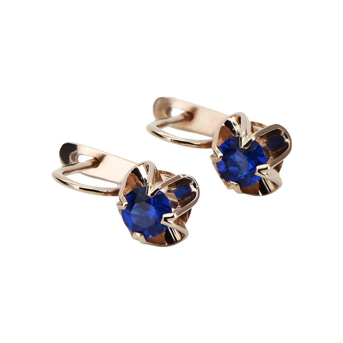 Vintage Sterling Silver Rose Gold Plated Sapphire Earrings vec018rp