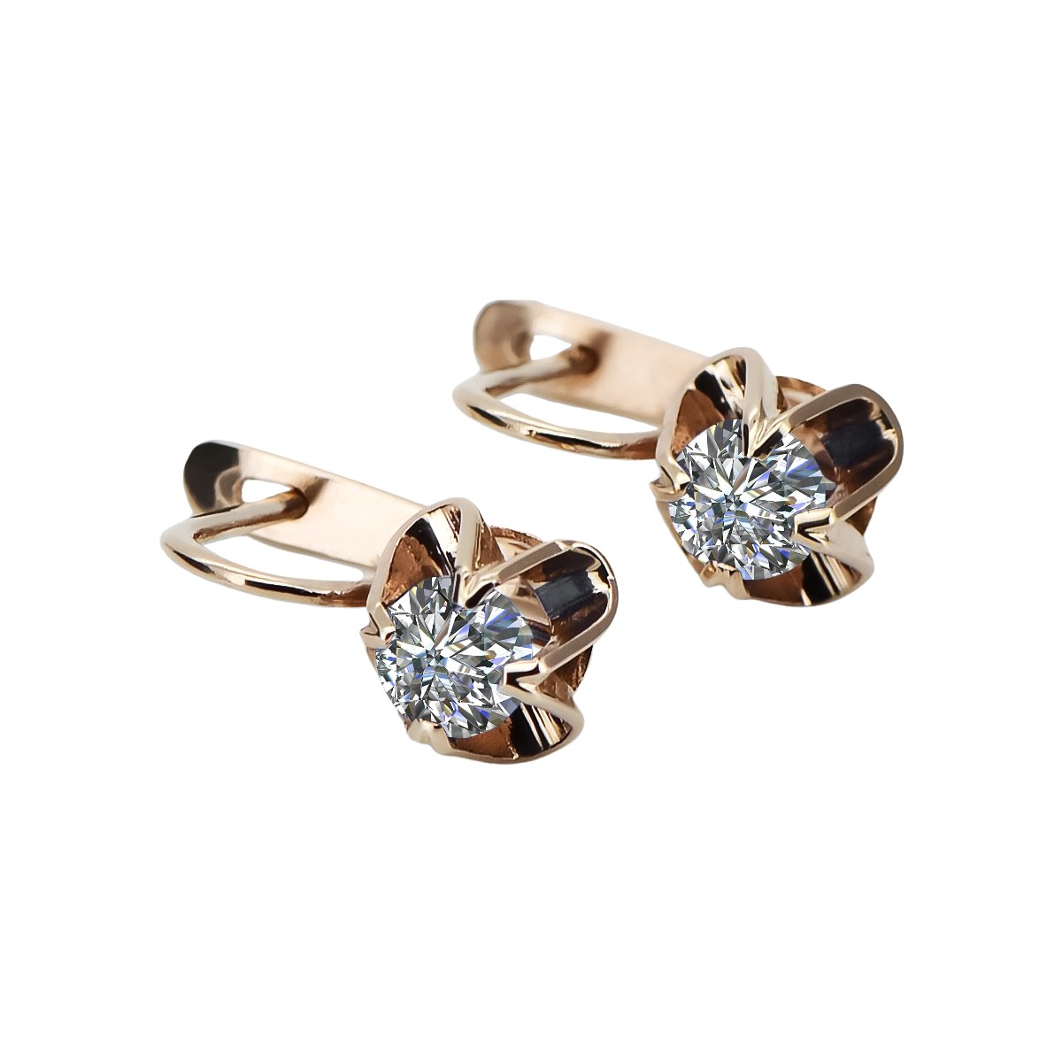 Sterling Silver Rose Gold Plated Zircon Earrings Vintage Style vec018rp