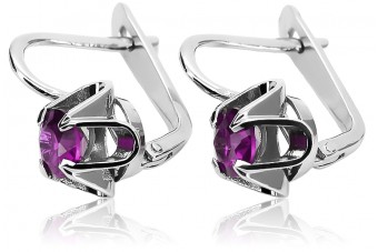 Sterling Silver 925 Amethyst Dangle Earrings Vintage Style vec018s