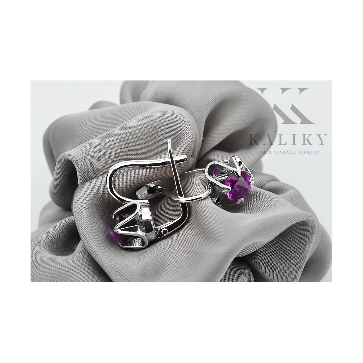 Boucles d'oreilles en argent sterling 925, Améthyste vintage. vec018s