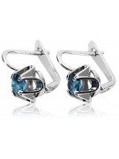 Vintage Sterling Silver Aquamarin Earrings - Russian Soviet Design vec018s