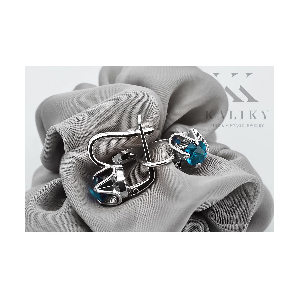 Boucles d'oreilles en argent sterling 925, Aigue-marine vintage. vec018s