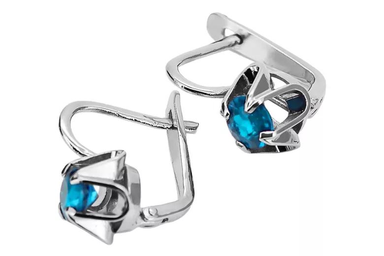 Boucles d'oreilles en argent sterling 925, Aigue-marine vintage. vec018s