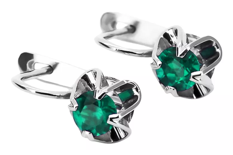 Sterling Silver 925 Emerald Drop Earrings Vintage Style Classic Jewelry vec018s