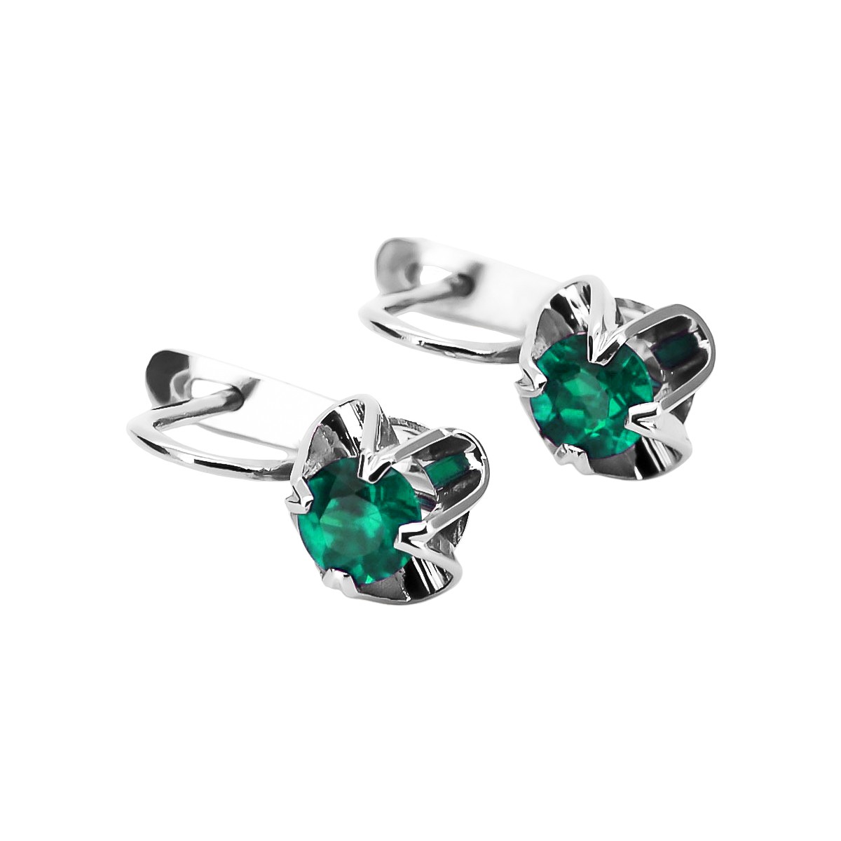 Sterling Silver 925 Emerald Drop Earrings Vintage Style Classic Jewelry vec018s