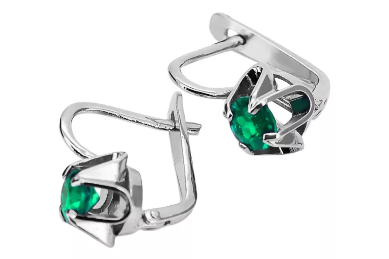 Sterling Silver 925 Emerald Drop Earrings Vintage Style Classic Jewelry vec018s