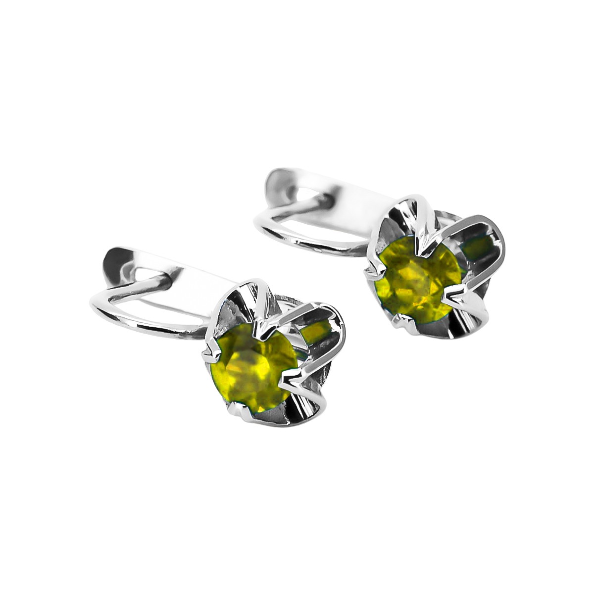 Boucles d'oreilles en argent sterling 925, Péridot jaun vec018s