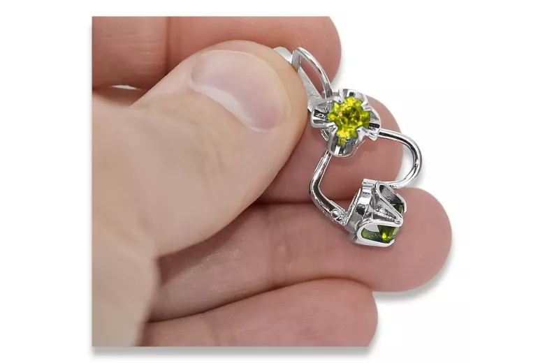 Antike 925 Sterling Silber, Gelber Peridot Ohrringe. vec018s