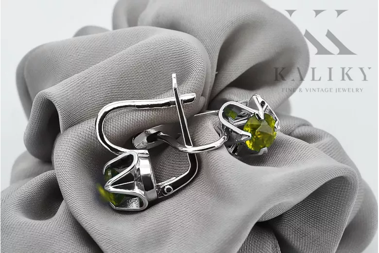 Antike 925 Sterling Silber, Gelber Peridot Ohrringe. vec018s