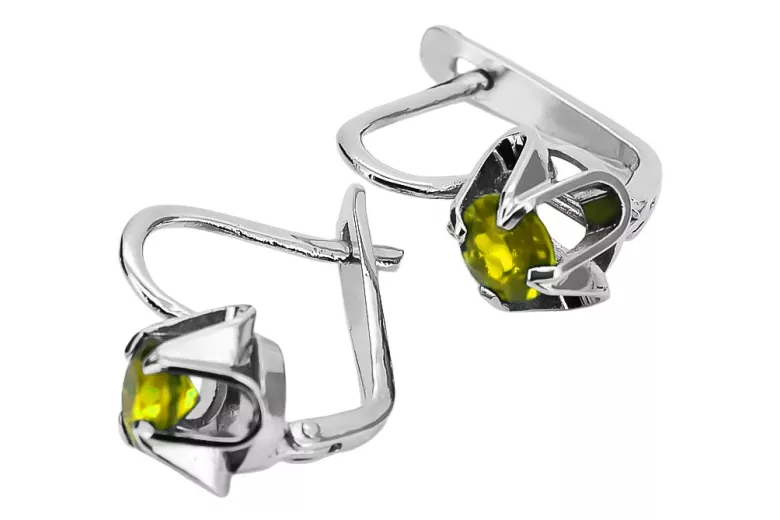 Boucles d'oreilles en argent sterling 925, Péridot jaun vec018s