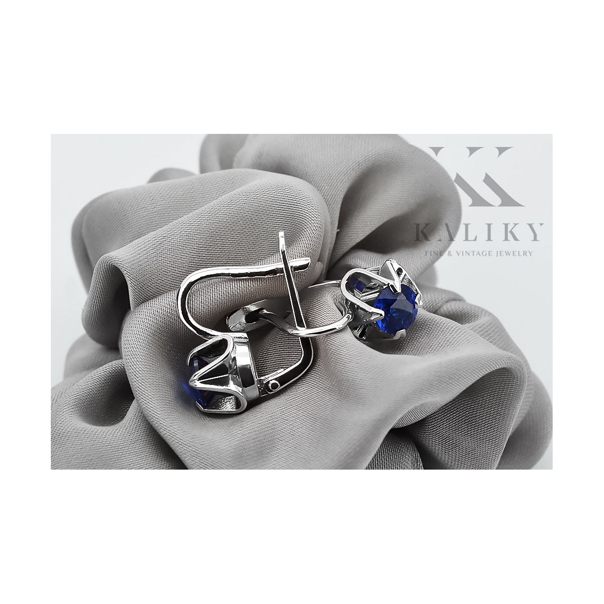 Boucles d'oreilles en argent sterling 925, Saphir Vintage vec018s