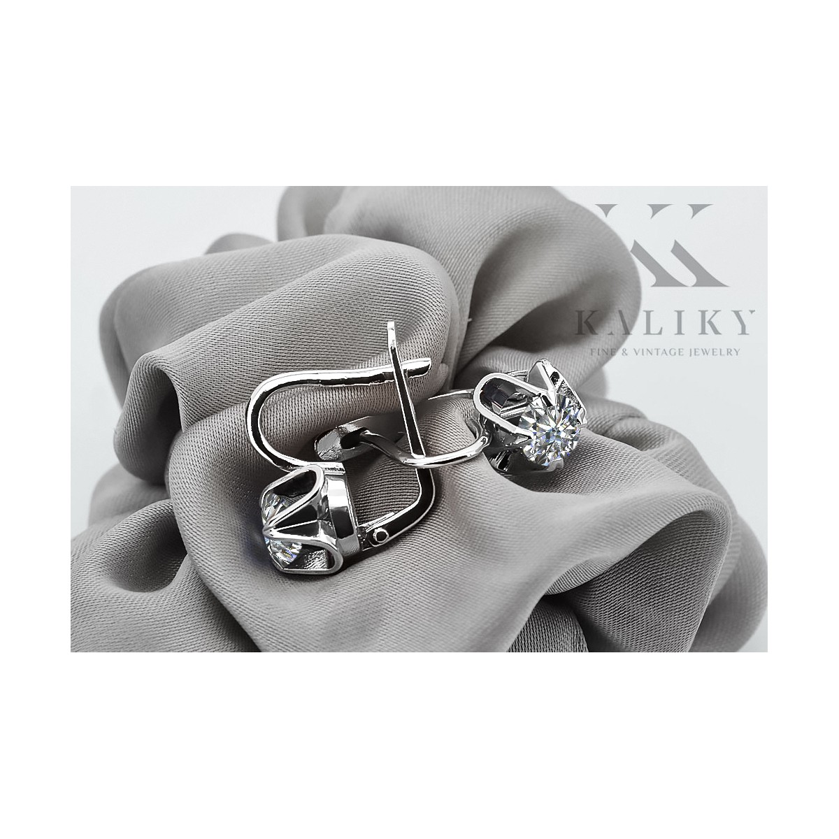 Boucles d'oreilles en argent sterling 925, Zircone Vintage. vec018s