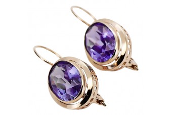 Boucles d'oreilles vintage en or rose 14 carats 585 avec Alexandrite vec114 vec114