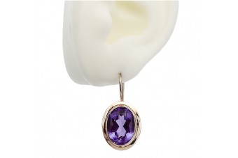 Boucles d'oreilles vintage en or rose 14 carats 585 avec Alexandrite vec114 vec114