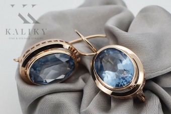 "Класичні вінтажні сережки з рожевого золота 14k 585 з аквамарином" vec114 vec114