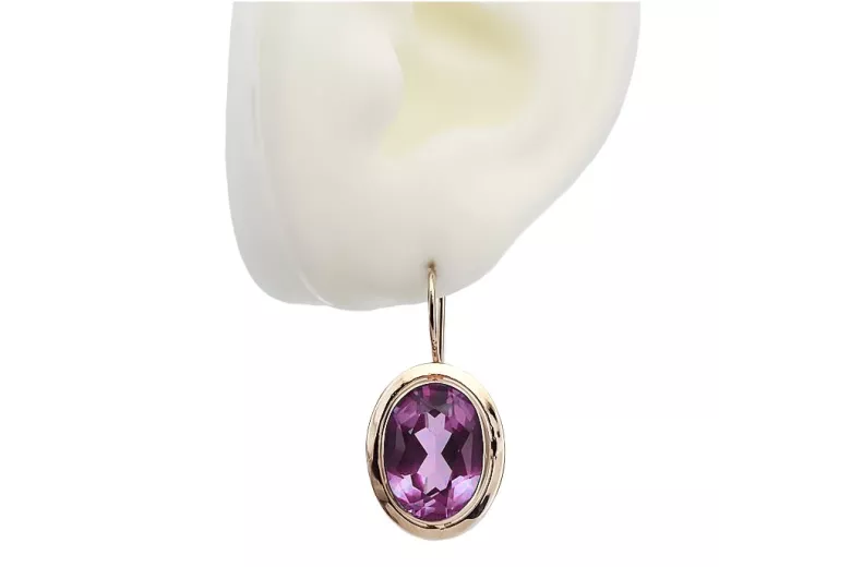 Elegante Amethyst Ohrringe im Originalen Vintage-Roségold 14k vec114 vec114