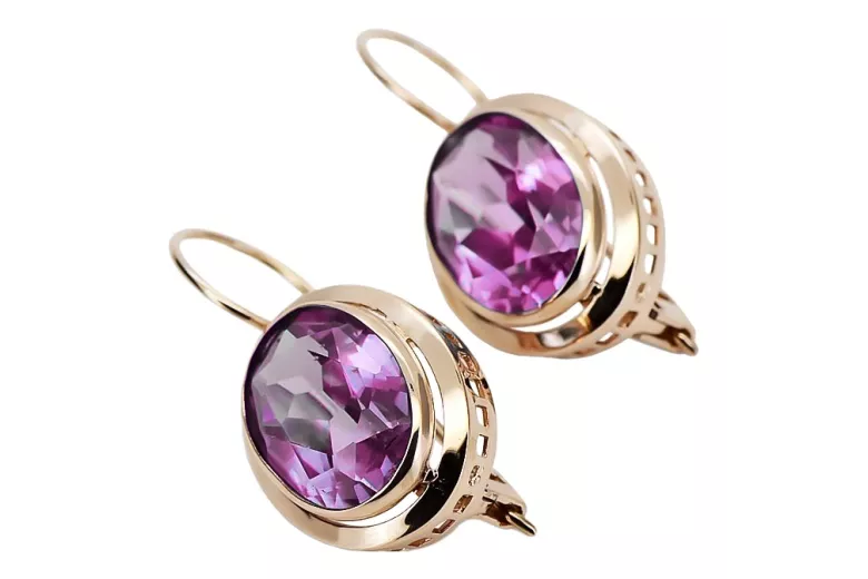 Elegante Amethyst Ohrringe im Originalen Vintage-Roségold 14k vec114 vec114