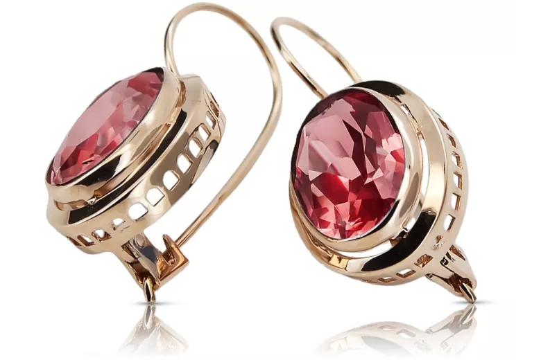 Boucles d'oreilles en rubis, Or rose 14 carats, style vintage vec114 vec114