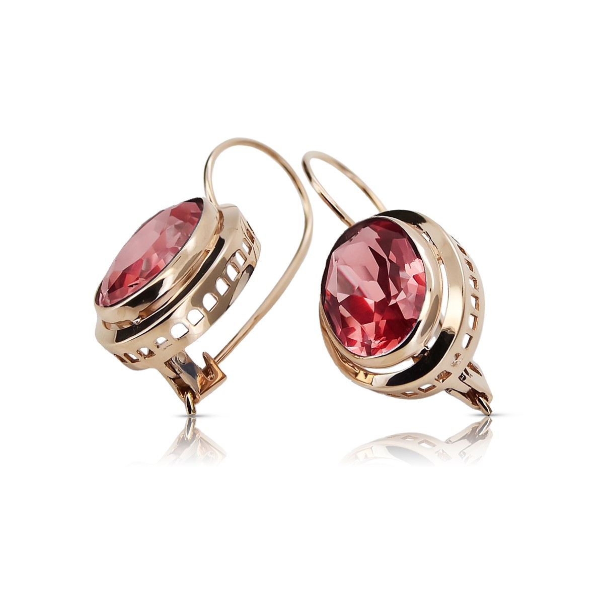 "Vintage Ruby Accent 14K Rose Gold Earrings" vec114 vec114