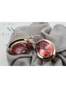 Boucles d'oreilles en rubis, Or rose 14 carats, style vintage vec114 vec114