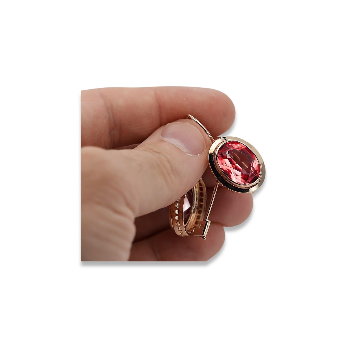 "Vintage Ruby Accent 14K Rose Gold Earrings" vec114 vec114