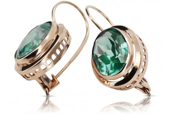 "Classic Emerald Studs in 14K Rose Gold - Original Vintage Style" vec114 vec114