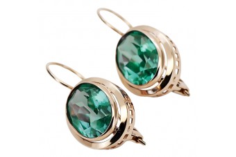 "Classic Emerald Studs in 14K Rose Gold - Original Vintage Style" vec114 vec114