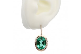 "Classic Emerald Studs in 14K Rose Gold - Original Vintage Style" vec114 vec114