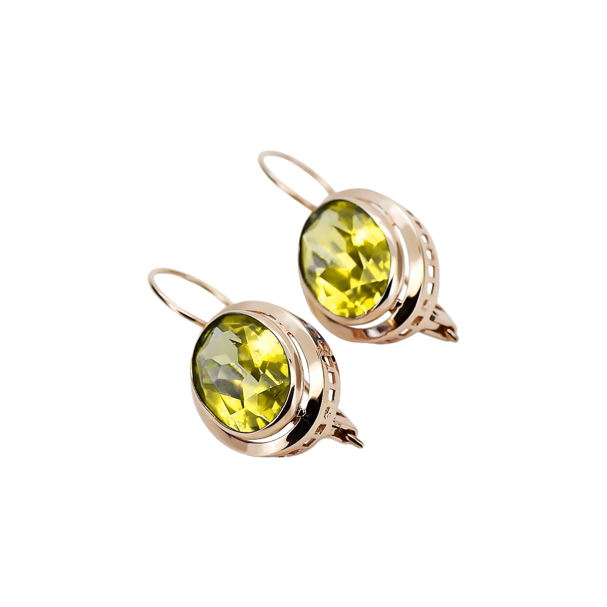 Boucles d'oreilles vintage en or rose 14 carats, Péridot et Citrine vec114