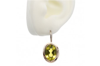 Boucles d'oreilles vintage en or rose 14 carats, Péridot et Citrine vec114