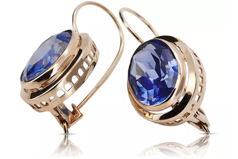 "Antique Inspired 14K Rose Gold Sapphire Earrings" vec114 vec114