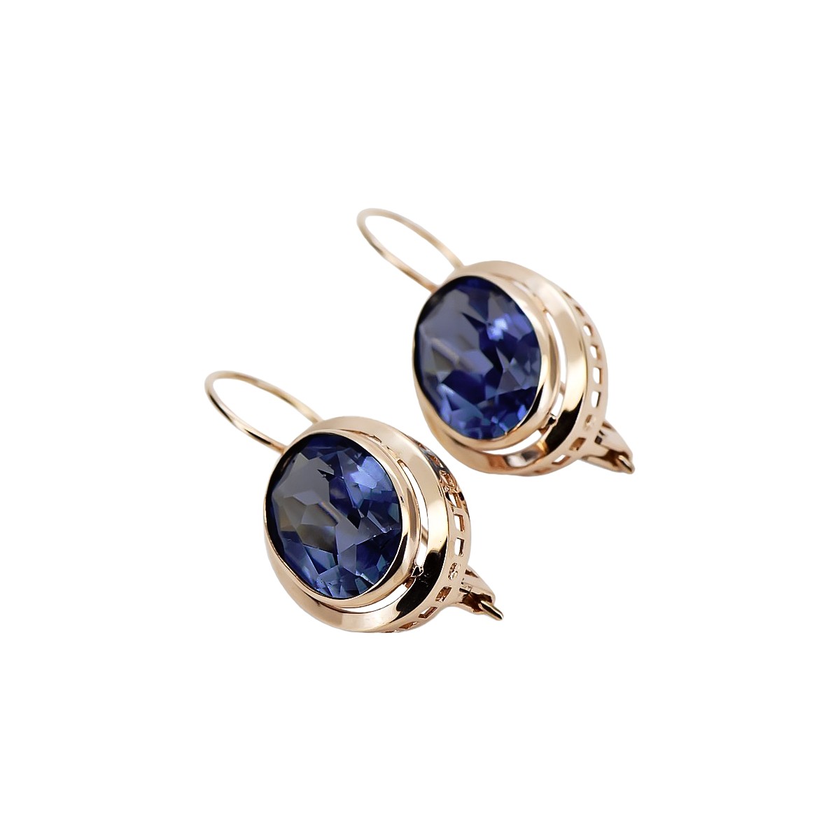 "Antique Inspired 14K Rose Gold Sapphire Earrings" vec114 vec114